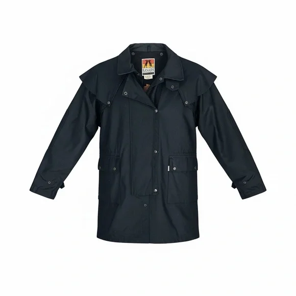 Kakadu Australian Black Oilskin Duster Jacket Size XXL - Picture 1 of 7